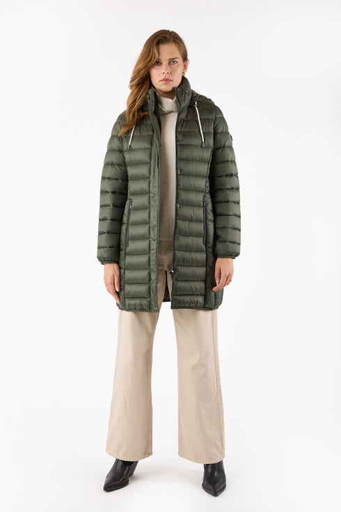 Frandsen Devonna in Dark Teal 88cm Windproof Hooded Down Coat 103-588