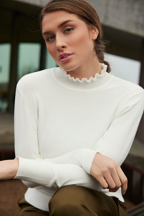 Sunday Jumper Ruffle Polo Neck Pullover 6258 6030