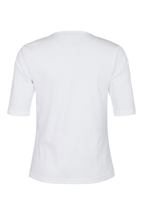 SUNDAY White Notch Neck Stud Detail T-Shirt — Shaped Fit | 6574-6000