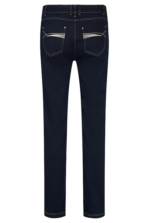 Robell Women's Elena Gold Thread Detail Straight Leg Jeans 80cm 69 Navy