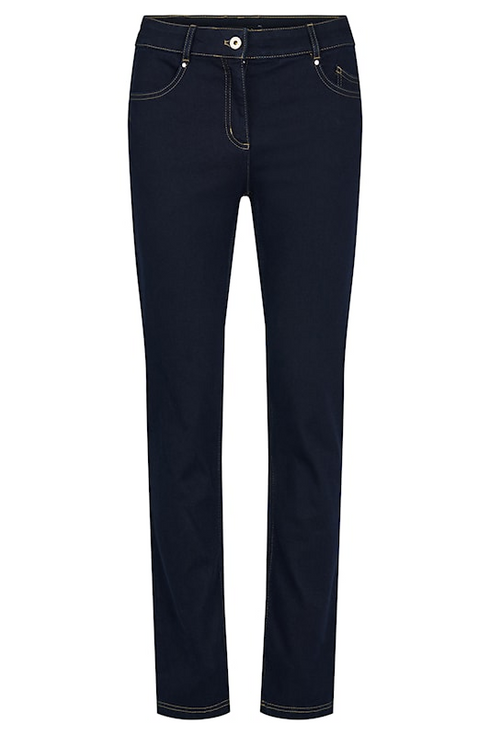 Robell Women's Elena Gold Thread Detail Straight Leg Jeans 80cm 69 Navy