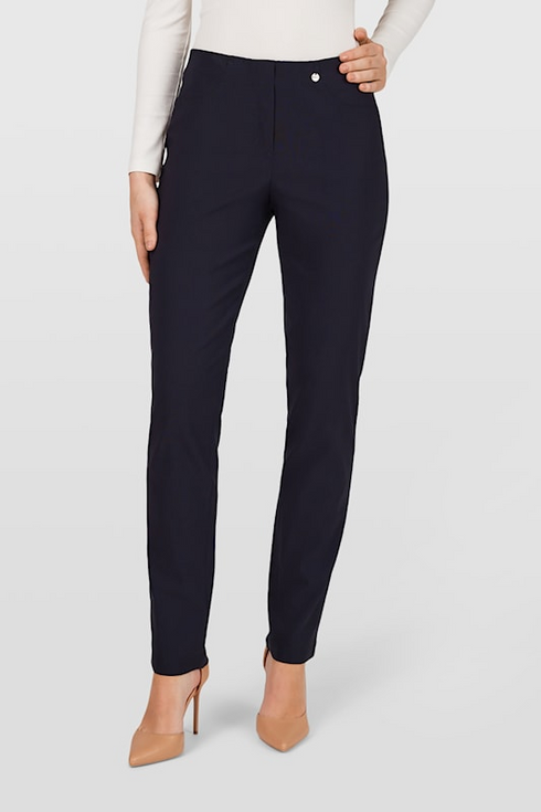 Robell Bella 78cm Straight Leg Bengaline Trousers in 69 Navy 51559-5499