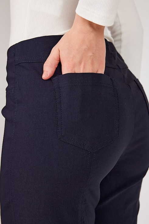 Robell Bella 78cm Straight Leg Bengaline Trousers in 69 Navy 51559-5499