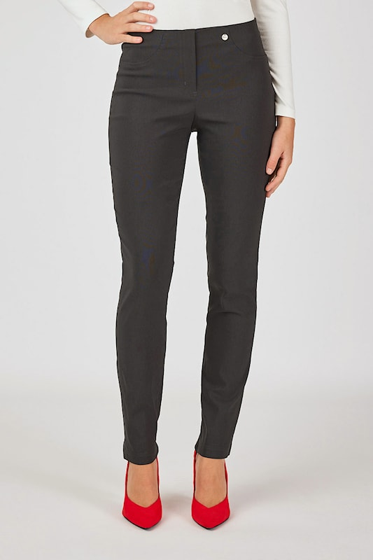 Robell Bella 78cm Straight Leg Bengaline Trousers in 97 Elephant Grey 51559-5499