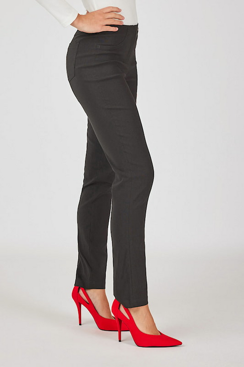 Robell Bella 78cm Straight Leg Bengaline Trousers in 97 Elephant Grey 51559-5499