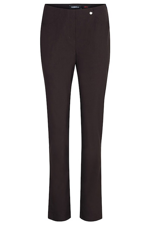 Robell Bella 78cm Straight Leg Bengaline Trousers in 39 Dark Brown 51559-5499
