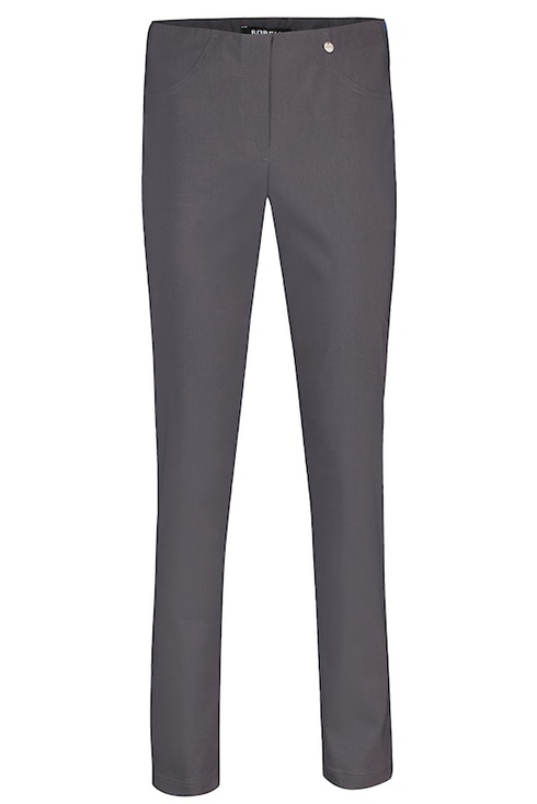 Robell Bella 78cm Straight Leg Bengaline Trousers in 97 Elephant Grey 51559-5499