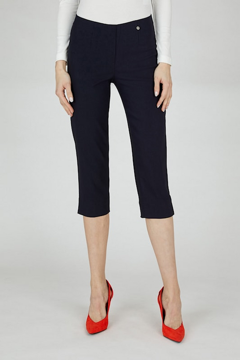 Robell Marie 07 Trousers 69 Navy 55cm Straight Fit Pull-On 51576-5499