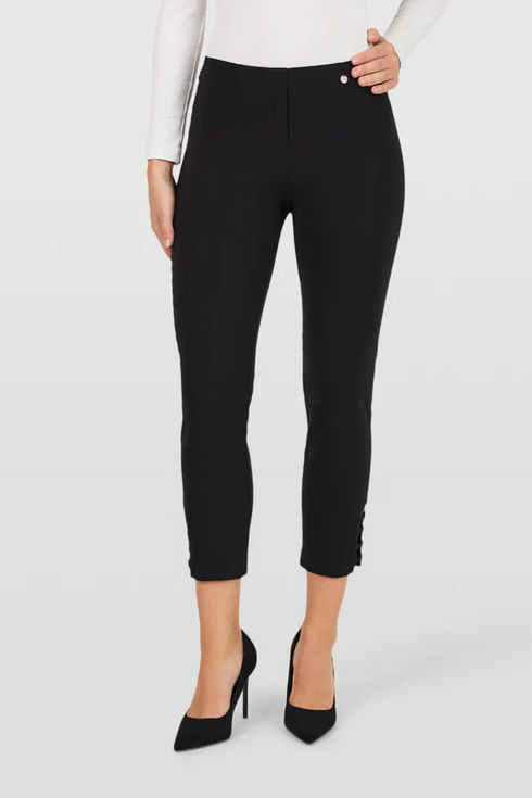 Robell Lena 09 Black 90 Ladder Detail 65cm Pull-On Trousers 52550-5499-0