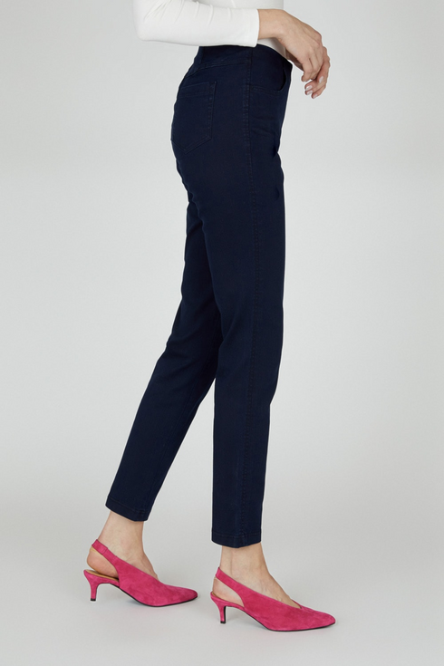 Robell Women's Bella P 78cm Straight Leg Pull-On Denim Jeans 69 Navy 52560-5488