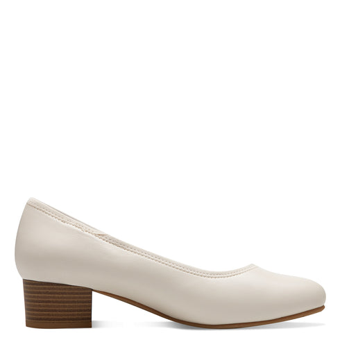 Jana Women’s Ivory Vegan Leather Court Shoes – Wide H-Width Pumps – 8-22360-42