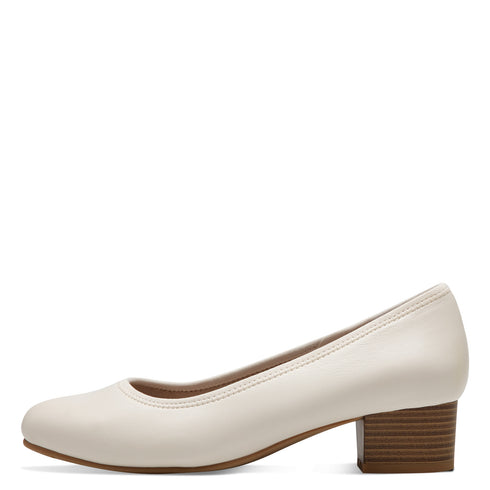 Jana Women’s Ivory Vegan Leather Court Shoes – Wide H-Width Pumps – 8-22360-42