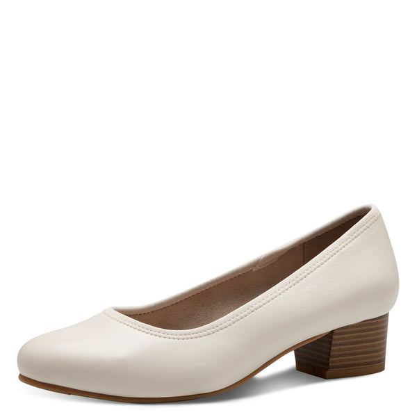 Jana Women’s Ivory Vegan Leather Court Shoes – Wide H-Width Pumps – 8-22360-42