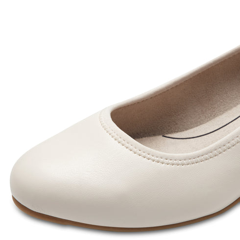 Jana Women’s Ivory Vegan Leather Court Shoes – Wide H-Width Pumps – 8-22360-42