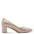 Jana Women’s Beige Metallic Block Heel Shoes – Wide H-Width Vegan Pumps – 8-22461-46