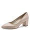 Jana Women’s Beige Metallic Block Heel Shoes – Wide H-Width Vegan Pumps – 8-22461-46