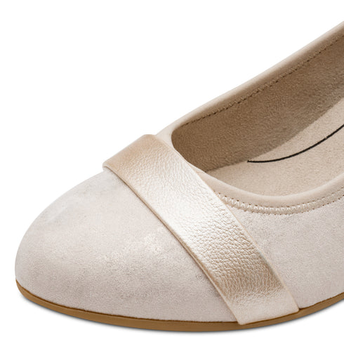 Jana 8-22467-42 Beige Gold Wide Fit Block Heel Court Shoe