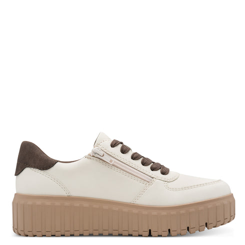 Jana Women's Laced Brown Platform Style Trainer — Regular Fit