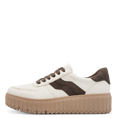 Jana Women's Laced Brown Platform Style Trainer — Regular Fit