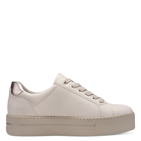 Jana Women’s Ivory Platform Trainers – Wide H-Width Vegan Lace & Zip Shoes – 8-23767-43