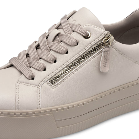 Jana Women’s Ivory Platform Trainers – Wide H-Width Vegan Lace & Zip Shoes – 8-23767-43