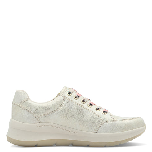 Jana Carolina Vegan Cloudy Gold Laced trainer with side zip 8-23780-44