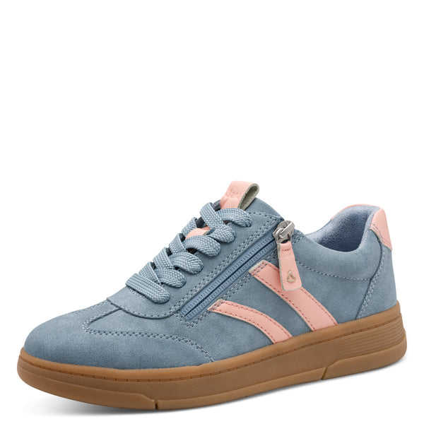 Jana Women's Sky & Peach 8-23784-44-855 Vegan Retro Trainers with Side Zip