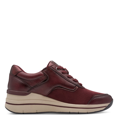 Jana Ladies Stretch Comfort Wedge Trainer with Removable Insole - 507 Burgundy SKU 8-23790-47