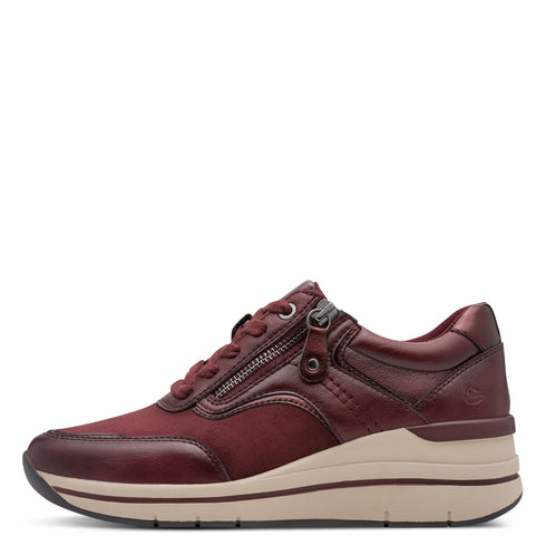 Jana Ladies Stretch Comfort Wedge Trainer with Removable Insole - 507 Burgundy SKU 8-23790-47