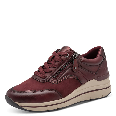 Jana Ladies Stretch Comfort Wedge Trainer with Removable Insole - 507 Burgundy SKU 8-23790-47