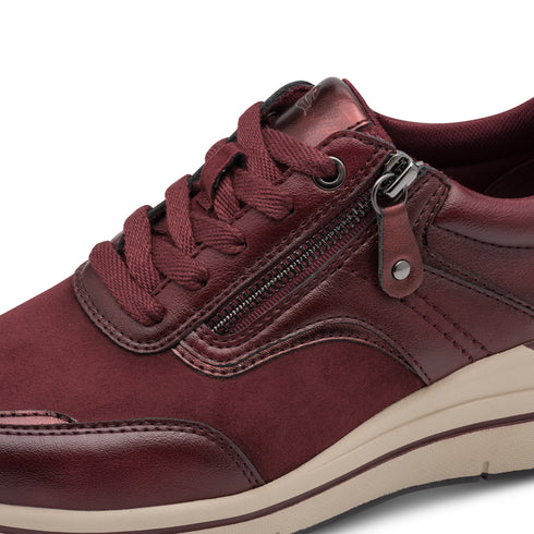 Jana Ladies Stretch Comfort Wedge Trainer with Removable Insole - 507 Burgundy SKU 8-23790-47