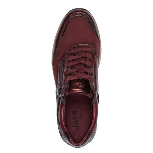 Jana Ladies Stretch Comfort Wedge Trainer with Removable Insole - 507 Burgundy SKU 8-23790-47