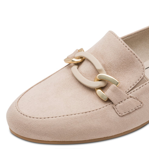 Jana Women's Beige 8-24263-42-400 Softline Vegan Suede Wide H-Fit Loafers