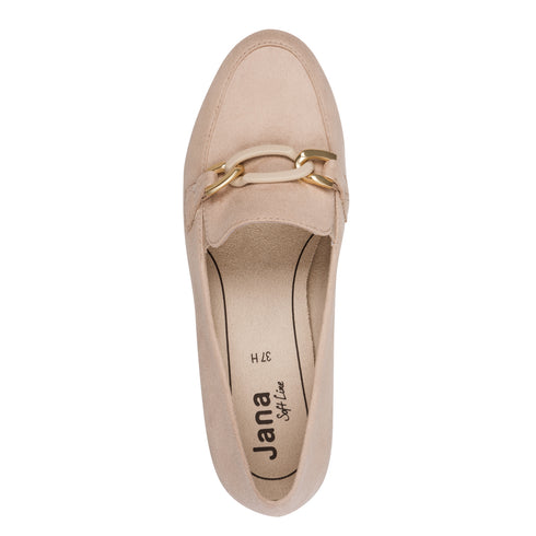 Jana Women's Beige 8-24263-42-400 Softline Vegan Suede Wide H-Fit Loafers