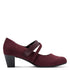 Jana Ladies H-Fit Vegan Faux Suede Strap Heel Court Shoe - 549 Bordeaux SKU 8-24464-42BR
