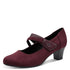 Jana Ladies H-Fit Vegan Faux Suede Strap Heel Court Shoe - 549 Bordeaux SKU 8-24464-42BR