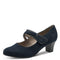 Jana Women's Navy Block Heel Court Shoe — H-Width Fit | 8-24464-42-805