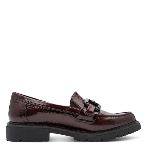 Jana Synthetic Block Heel Slip-ons JA311E02Z-G11 in Bordeaux Paten