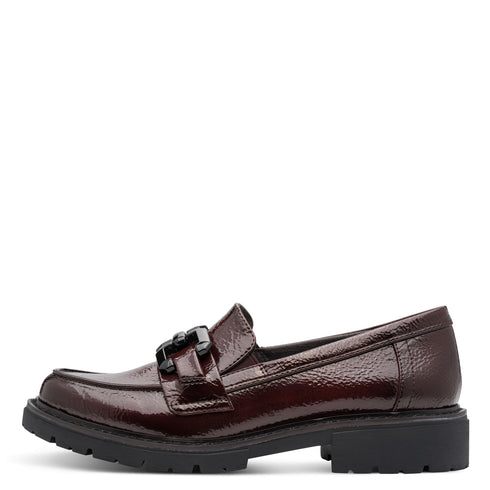 Jana Synthetic Block Heel Slip-ons JA311E02Z-G11 in Bordeaux Paten