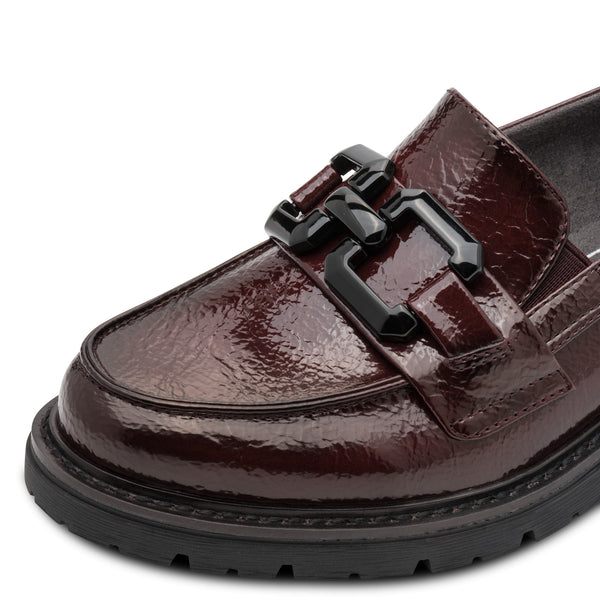 Jana Synthetic Block Heel Slip-ons JA311E02Z-G11 in Bordeaux Paten