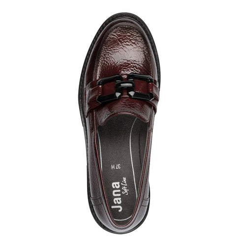 Jana Synthetic Block Heel Slip-ons JA311E02Z-G11 in Bordeaux Paten