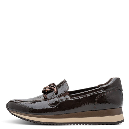 Jana Womens Mocca Patent Loafer Comfort Shoes 8-24766-42