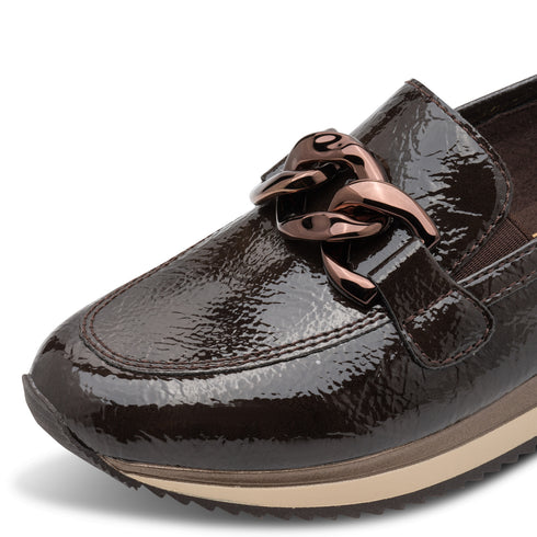Jana Womens Mocca Patent Loafer Comfort Shoes 8-24766-42