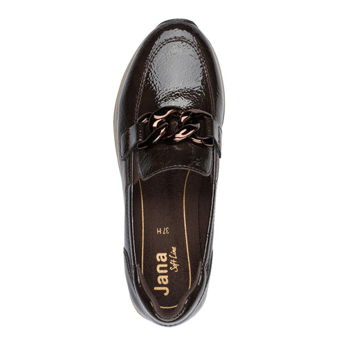 Jana Womens Mocca Patent Loafer Comfort Shoes 8-24766-42