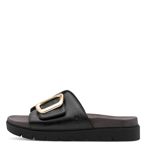 Jana Softline | 27561-46 Black Nappa Wide Fit Ladies Mules