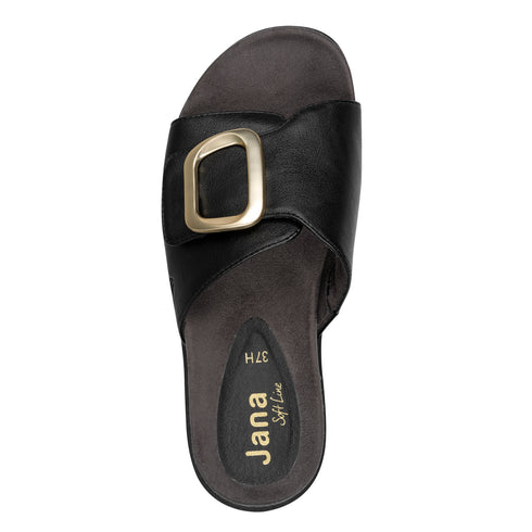 Jana Softline | 27561-46 Black Nappa Wide Fit Ladies Mules