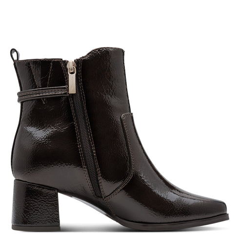 Tamaris Comfort Wide Fit Patent Heeled Boot 8-85304-47 - Mocca