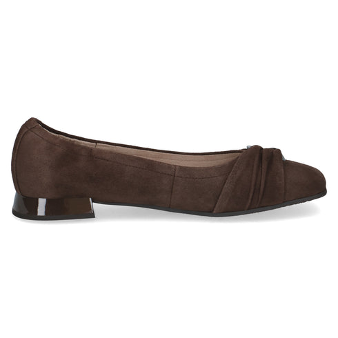 Caprice Suede Shoe 342 Dark Brown Suede Ballerina Flats 9-22105-47-342