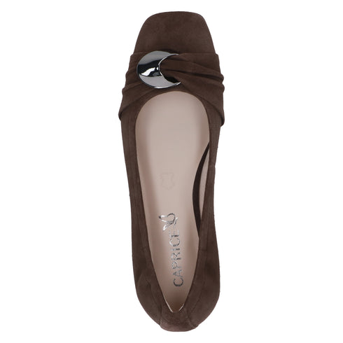 Caprice Suede Shoe 342 Dark Brown Suede Ballerina Flats 9-22105-47-342