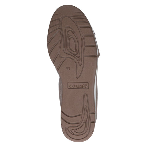 Caprice Women's Wide Fit Taupe Metallic Leather Slip-On Pumps – 22118